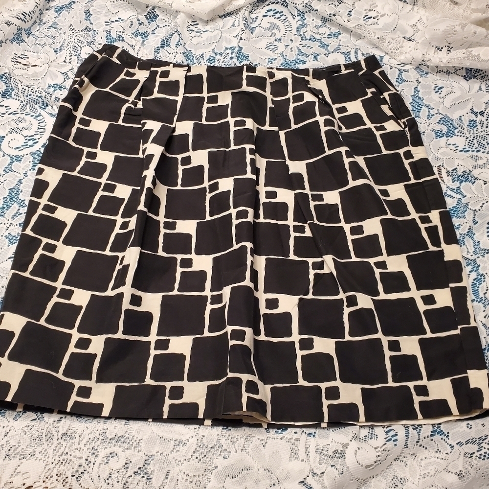 Banana Republic Silk Blend Pencil Skirt Black & White 10P